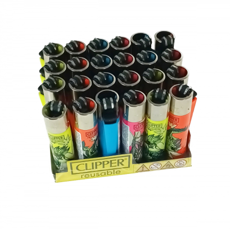 Aprinzatoare - Set 24 brichete clasice Clipper, de buzunar, reincarcabile, multicolor