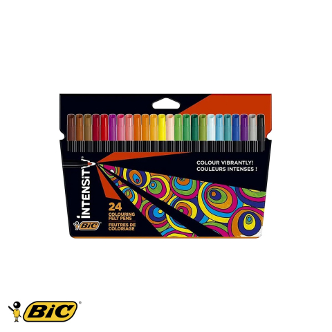 Birotica papetarie - Set 24 carioci Bic Intensity, varf fin 2 mm, culori vibrante, pentru desen si conturare