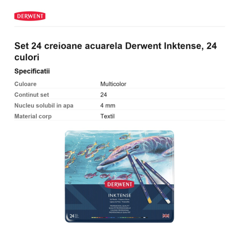 Set 24 creioane acuarela Derwent Inktense, 24 culori [2]