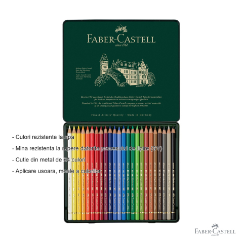 Set 24 creioane colorate Faber-Castell Polychromos, pigmenti profesionali rezistenti la apa, pentru artisti [1]
