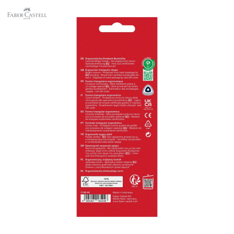 Set 24 creioane colorate triunghiulare Faber-Castell Ergonomics, mina 4 mm, pentru copii si scolari [4]