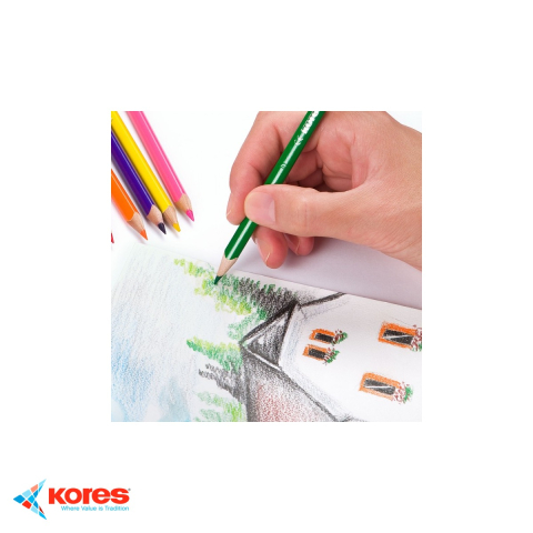 Set 24 creioane colorate triunghiulare Kores, mina super moale cu pigment intens, cu ascutitoare inclusa, pentru copii si scolari [3]