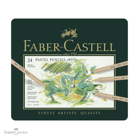 Creioane pastel soft - Set 24 creioane pastel Faber-Castell Pitt, mina groasa 4.3 mm, pentru artisti si detalii fine