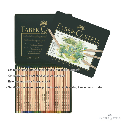 Set 24 creioane pastel Faber-Castell Pitt, mina groasa 4.3 mm, pentru artisti si detalii fine [1]