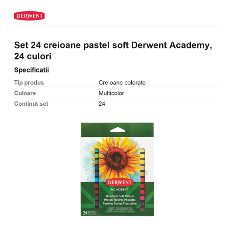 Set 24 creioane pastel soft Derwent Academy, 24 culori [2]