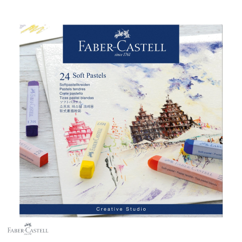 Creioane pastel soft - Set 24 creioane pastel soft Faber-Castell, culori vibrante, pentru artisti si scoala