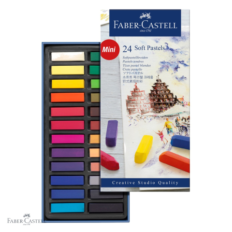 Set 24 creioane pastel soft mini Faber-Castell, lungime redusa, ideal pentru incepatori [3]