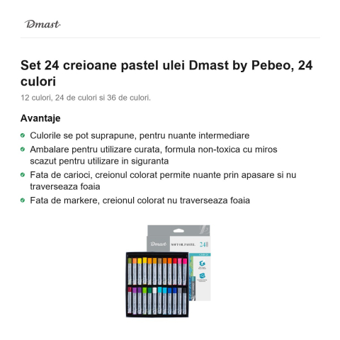 Set 24 creioane pastel ulei Dmast by Pebeo, 24 culori [1]
