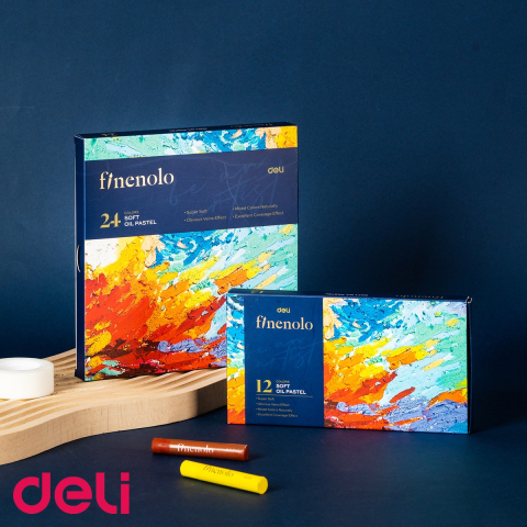 Set 24 culori ulei pastel profesionale Deli Finenolo, parafina de calitate, lavabile, pentru desen si arta [3]
