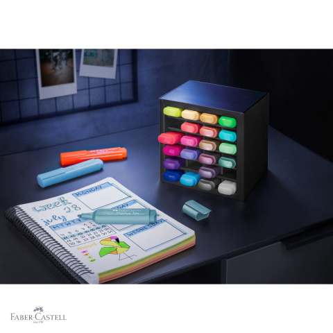 Set 24 textmarkere Faber-Castell 46, varf multiplu 1-5 mm, metalice pastel neon, pentru birou si studiu [3]