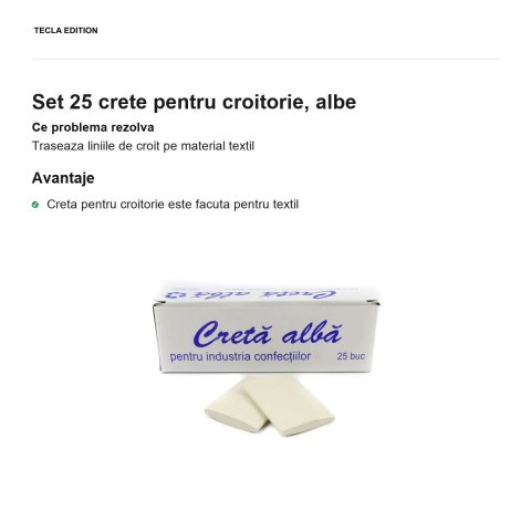 Set 25 crete pentru croitorie, albe [1]