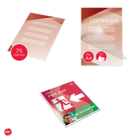 Set 25 folii de laminare autoadezive GBC A4, 75 microni [4]