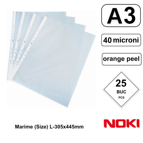 Set 25 folii de protectie A3 Portret cu deschidere superioara, 40 microni, Noki, suprafata orange peel [1]