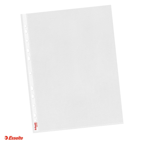 Folii de protectie - Set 25 folii de protectie Esselte, PP, A4 MAXI, 100 microni, standard, capacitate a: 80 coli de 80 g, pentru documente perforate, incolor