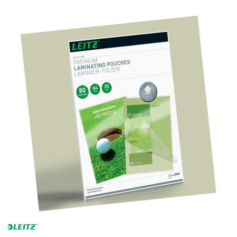 Sisteme de indosariat - Set 25 folii laminare Leitz UDT, la cald, A4, 80 microni, incolor
