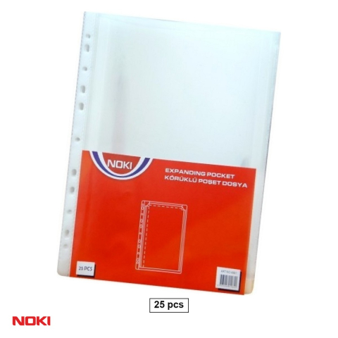 Birotica papetarie - Set 25 folii protectie cu burduf NOKI, A4, orange peel