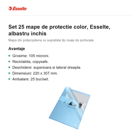 Set 25 mape de protectie color, Esselte, albastru inchis [1]