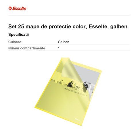 Set 25 mape de protectie color, Esselte, galben [2]