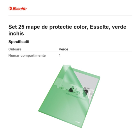 Set 25 mape de protectie color, Esselte, verde inchis [2]