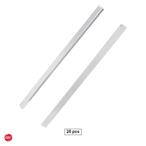 Birotica papetarie - Set 25 sine de prindere GBC din plastic A4 cu cotor de 5 mm, pentru 20 coli, fara perforare, reutilizabile, albe