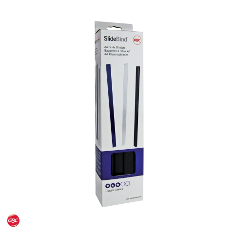 Set 25 sine de prindere GBC din plastic A4 cu cotor de 7 mm, pentru 50 coli, fara perforare, reutilizabile, negre [3]