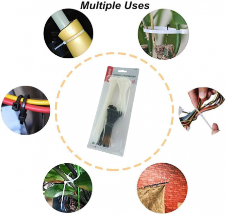 Set 250 bride zimtate din nailon, 2.5x100mm si 2.5x200m, cu autoblocare, tip colier, Xtreme CT250BW 06830, pentru fixare si legare, albe cu negre [5]