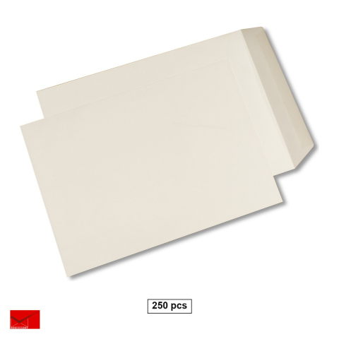 Hartie - Set 250 plicuri C4 Romkuvert, 229x324 mm, hartie alba 80 g/mp, gumate, deschidere pe latura mica, in cutie