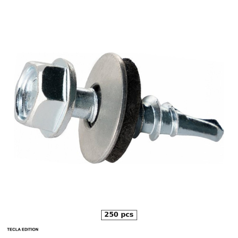Suruburi, dibluri si accesorii prindere - Set 250 suruburi autoforante pentru coasere tabla, 4.8x20 mm, argintii, leaga doua bucati de tabla una de alta fara surub si piulita