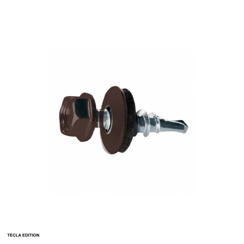 Suruburi, dibluri si accesorii prindere - Set 250 suruburi autoforante pentru coasere tabla, 4.8x20 mm, maro ciocolata, leaga doua bucati de tabla una de alta fara surub si piulita
