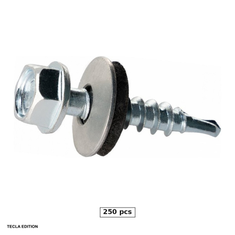 Suruburi, dibluri si accesorii prindere - Set 250 suruburi autoforante pentru tabla, fixare in metal, 4.8x35 mm, fixeaza tabla de pe acoperis fara ca apa sa intre pe la surub