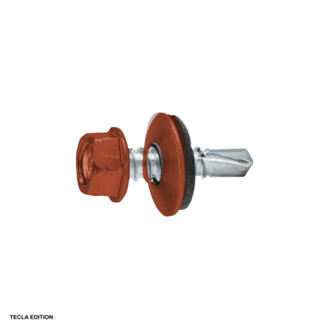 Suruburi, dibluri si accesorii prindere - Set 250 suruburi autoforante pentru tabla si acoperis, 4.8x35 mm, cu saiba EPDM, caramizii, fixeaza tabla de pe acoperis fara ca apa sa intre pe la surub