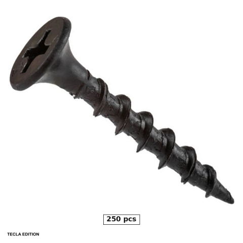Suruburi, dibluri si accesorii prindere - Set 250 suruburi pentru gips-carton pe lemn, filet rapid, 4.8x120 mm, amprenta PH2, negre, prind placa de gips-carton direct pe structura din lemn
