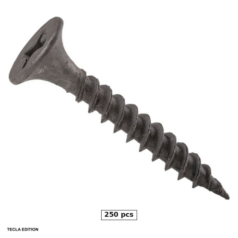 Suruburi, dibluri si accesorii prindere - Set 250 suruburi pentru gips-carton pe profil metalic, varf ascutit, filet fin, 4.2x90 mm, amprenta PH2, negre, prind placa de gips-carton pe profilele metalice