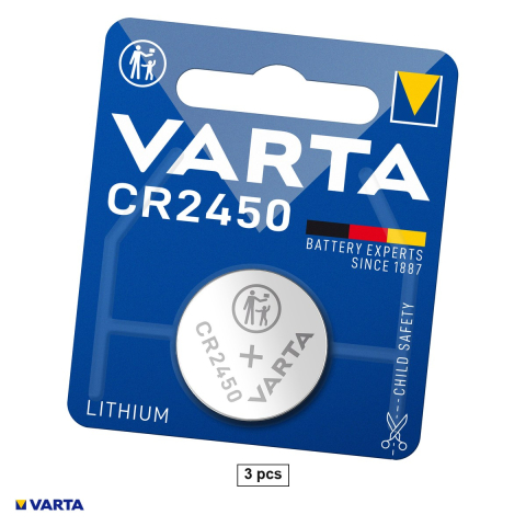 Energy - Set 3 baterii litiu VARTA CR2450, litiu - dioxid de mangan, 3 V, 570 mAh, 24.5 x 5.0 mm, 3 blistere