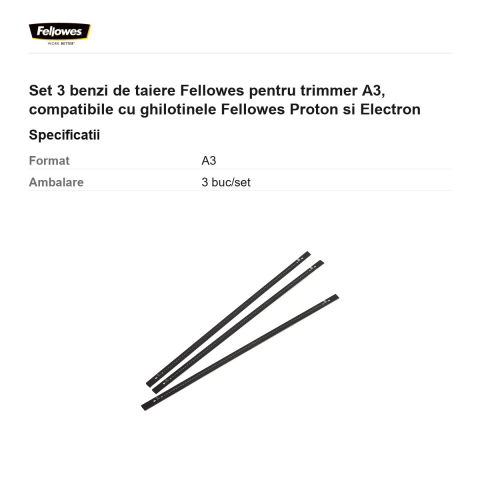 Set 3 benzi de taiere Fellowes pentru trimmer A3, compatibile cu ghilotinele Fellowes Proton si Electron [2]