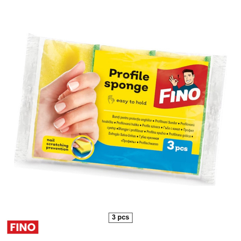 Menaj - Set 3 bureti de vase canelati Fino din burete spumos absorbant, indeparteaza murdaria si grasimea, usor de clatit, 9.2x6.5x4.5 cm