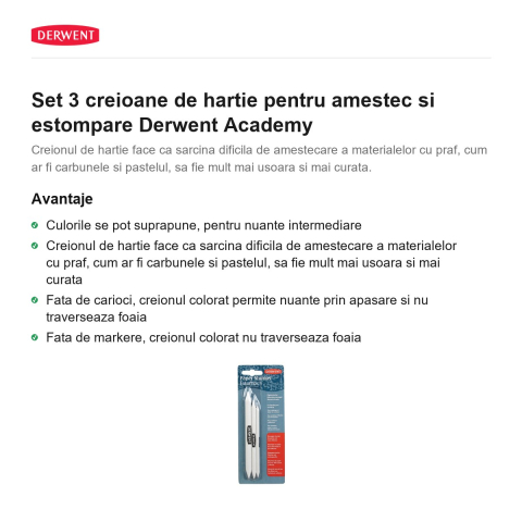 Set 3 creioane de hartie pentru amestec si estompare Derwent Academy [1]