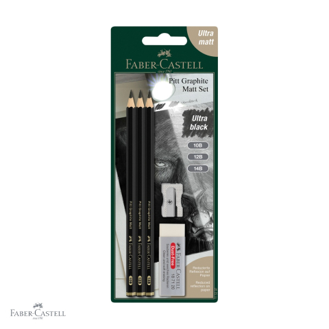 Produse EmagMarketplace - Set 3 creioane grafit mat Faber-Castell Pitt, gradatii 10B 12B 14B, pentru desen monocrom si schite artistice