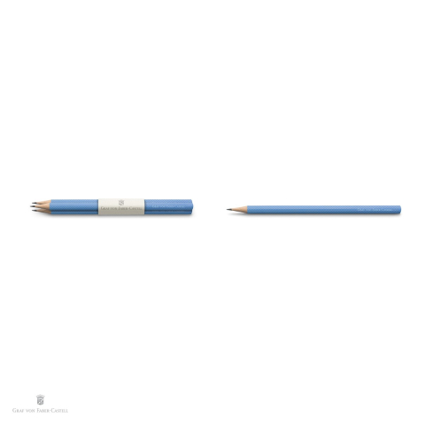 Set 3 creioane imbracate in lemn Graf von Faber Castell Guilloche, Gulf Blue, duritate B [3]