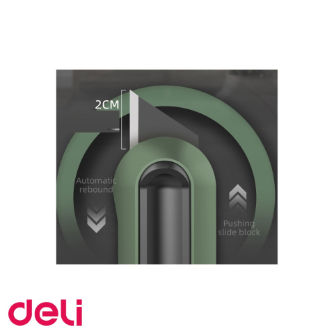 Set 3 cuttere Deli Home Series, lame inox innegrite 9mm/18mm/retragere automata, pentru uz casnic si birou [3]