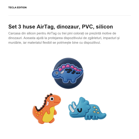 Set 3 huse AirTag, dinozaur, PVC, silicon [1]