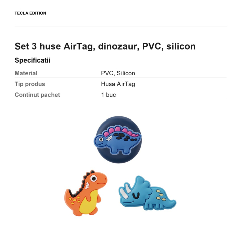 Set 3 huse AirTag, dinozaur, PVC, silicon [2]