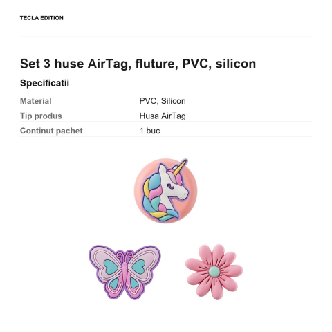 Set 3 huse AirTag, fluture, PVC, silicon [2]