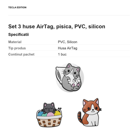 Set 3 huse AirTag, pisica, PVC, silicon [2]