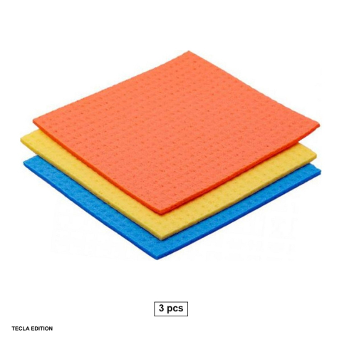 Menaj - Set 3 lavete umede rezistente si foarte absorbante, pentru curatenie cu sau fara detergent, 14x16 cm