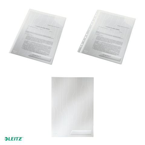Set 3 mape Leitz CombiFile rigida, cu eticheta, PP, A4, 200 microni, capacitate 40 coli, pre-perforata, pentru transport, incolor [3]