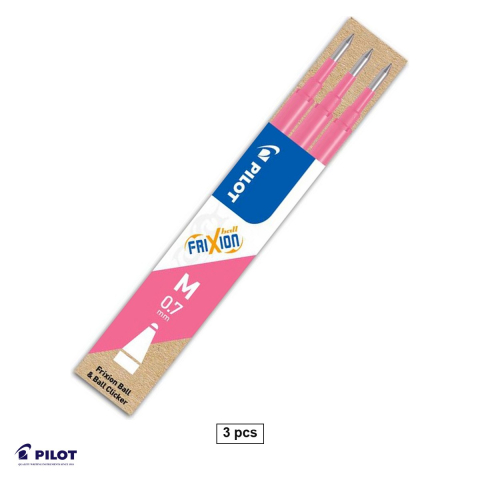 Birotica papetarie - Set 3 mine pentru roller Pilot FriXion, varf 0.7 mm, cerneala termosensibila, roz