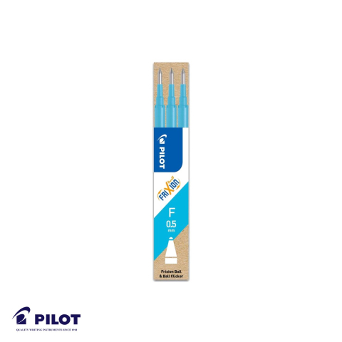 Birotica papetarie - Set 3 mine roller gel Pilot FriXion 0.5mm albastru deschis, cerneala termosensibila, rezerve reincarcabile