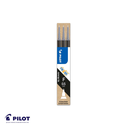 Birotica papetarie - Set 3 mine roller Pilot Frixion 0.5mm negre, cerneala termosensibila, pentru roller retractabil