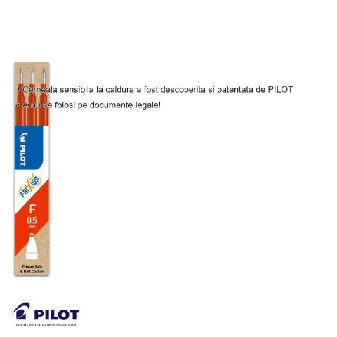 Set 3 mine roller Pilot Frixion 0.5mm rosii, cerneala termosensibila, rezerve compatibile cu stiloul Frixion Ball [2]